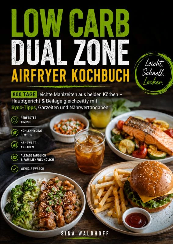 Low Carb Dual Zone Airfryer Kochbuch – Sina Waldhoff – boek cover
