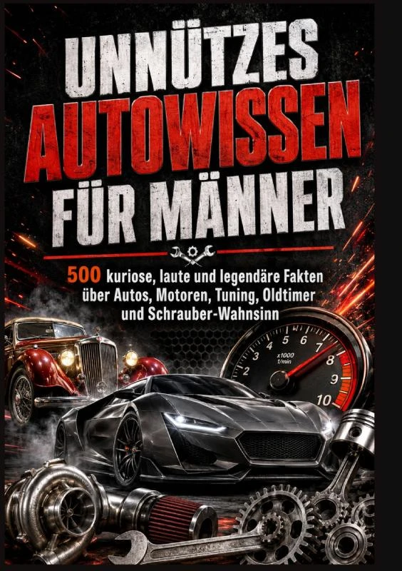 UNNÜTZES AUTOWISSEN FÜR MÄNNER: 500 kuriose, laute und legendäre Fakten über Autos, Motoren, Tuning, Oldtimer und Schrauber-Wahnsinn – Kira Benz – boek cover