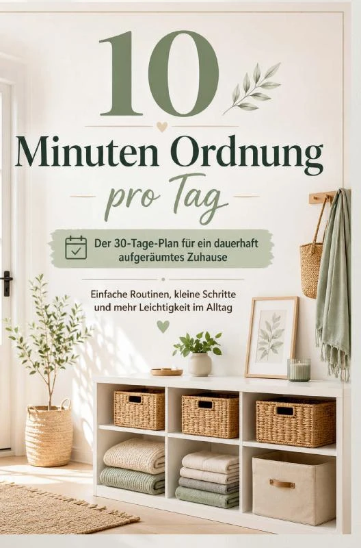 10 Minuten Ordnung pro Tag: Der 30-Tage-Plan für ein dauerhaft aufgeräumtes Zuhause – Leonie Freiraum – boek cover