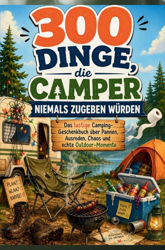 300 Dinge, die Camper niemals zugeben würden: Das lustige Camping-Geschenkbuch über Pannen, Ausreden, Chaos und echte Outdoor-Momente – Lina Honigwald – boek cover