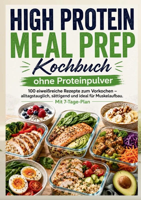 High Protein Meal Prep Kochbuch ohne Proteinpulver : 100 eiweiĆreiche Rezepte zum Vorkochen ā Marie Keller ā boek cover