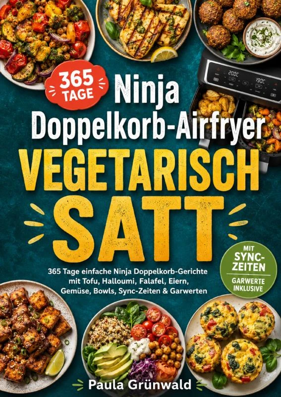 Ninja Doppelkorb-Airfryer vegetarisch satt – Paula Grünwald – boek cover