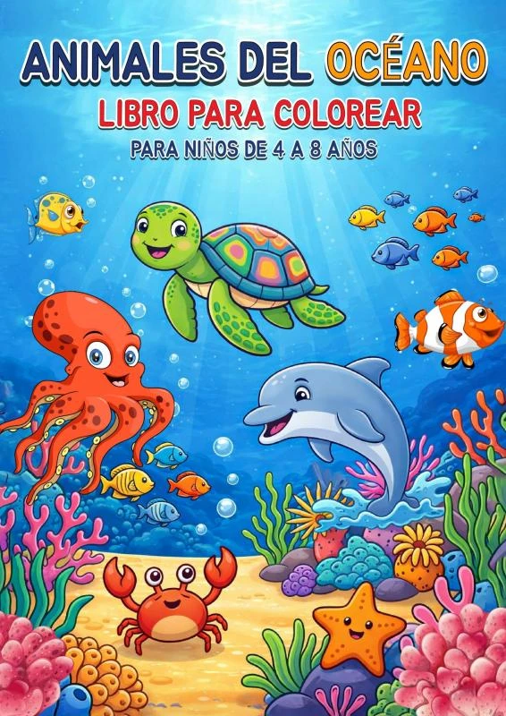 Libro para Colorear para Niños de 4 a 8 Años ¿ Animales del Océano – Libros & Libros – boek cover