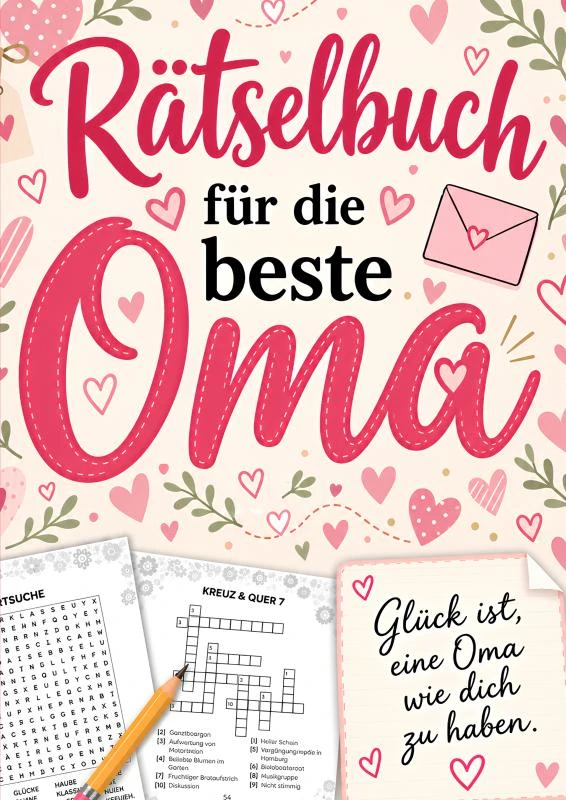Rätselbuch für die beste Oma: Geschenk mit Rätsel und Ausmalbildern (Großdruck) – Seniorensache Verlag – boek cover