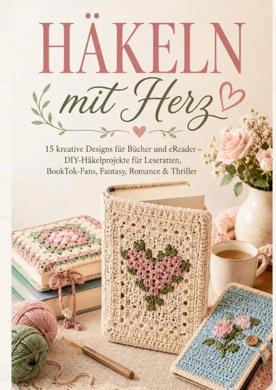 BUCHHÜLLEN HÄKELN mit Herz: 15 kreative Designs für Bücher und eReader ¿ DIY-Häkelprojekte für Leseratten, BookTok-Fans, Fantasy, Romance & Thriller – Claudia Wollmond – boek cover