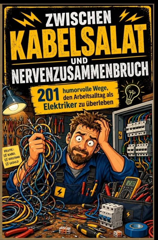 Zwischen Kabelsalat und Nervenzusammenbruch: 201 humorvolle Wege, den Arbeitsalltag als Elektriker zu überleben – Lena Funkenfeld – boek cover