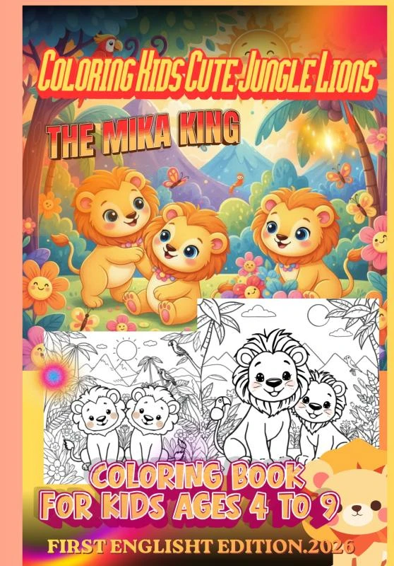 Coloring Kids Cute Jungle Lions - The Mika King - Coloring Book For Kids - "in English – The Mika King – boek cover
