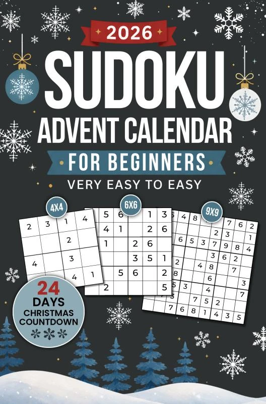 Sudoku Advent Calendar for Beginners: 24-Day Christmas Countdown | 144 Puzzles from Very Easy to Easy – Alina Stern – boek cover