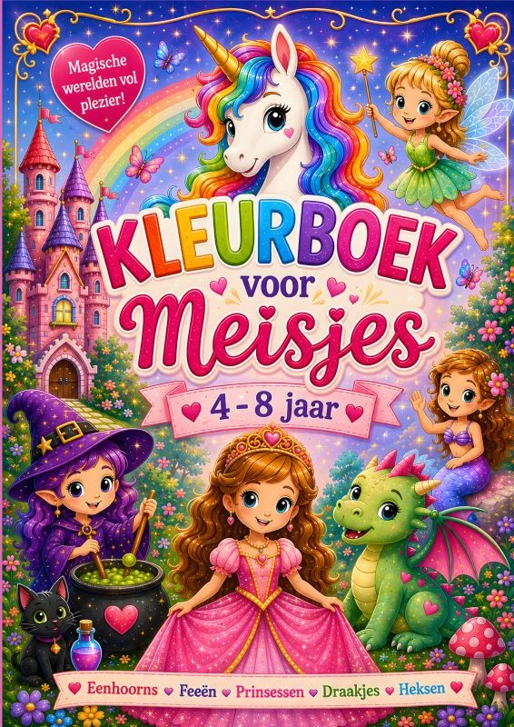 Kleurboek voor meisjes van 4 tot 8 jaar – Yvi Creatief – boek cover