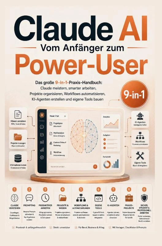 Claude AI ¿ Vom Anfänger zum Power-User: Das große 9-in-1-Praxis-Handbuch – Larisa Welten – boek cover