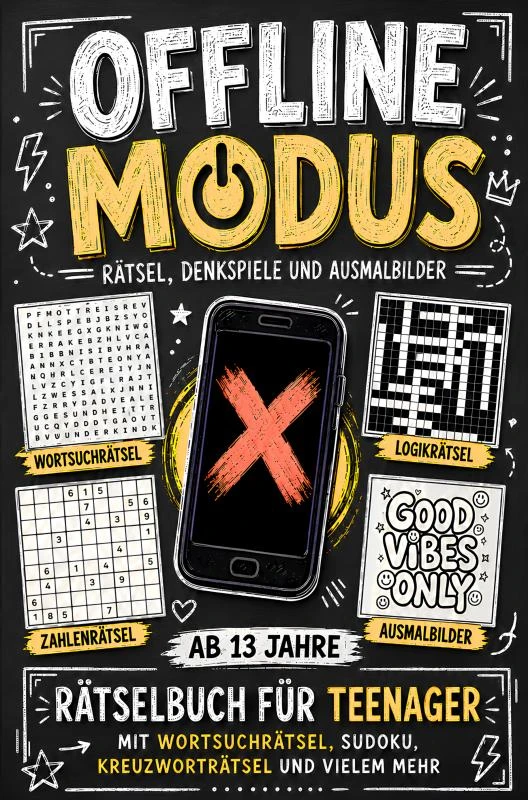 Offline Modus - Rätsel, Denkspiele und Ausmalbilder ab 13 Jahre – Lina Reichert – boek cover
