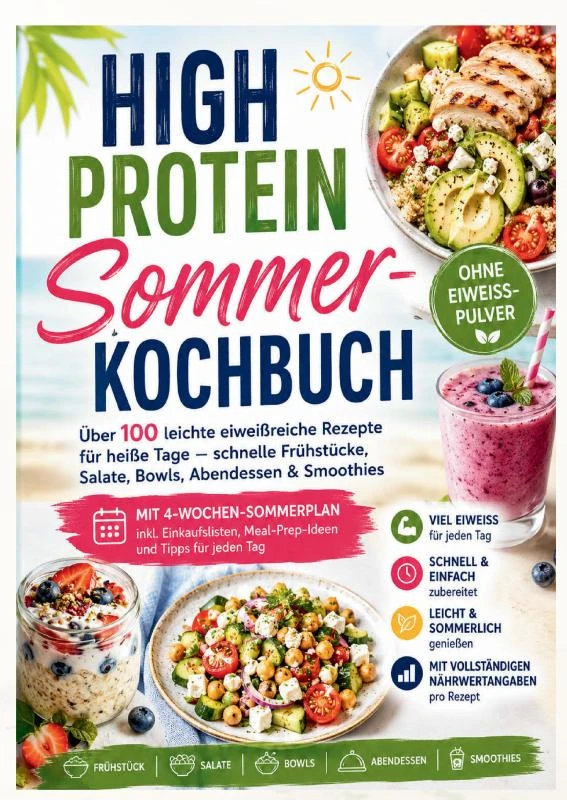 High Protein Sommer-Kochbuch: Über 100 leichte eiweißreiche Rezepte für heiße Tage – Nina Sommergrün – boek cover