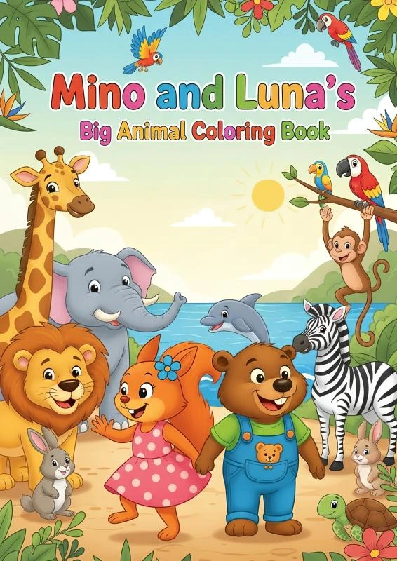 Mino and Luna¿s Big Animal Coloring Book – Yvi Creatief – boek cover