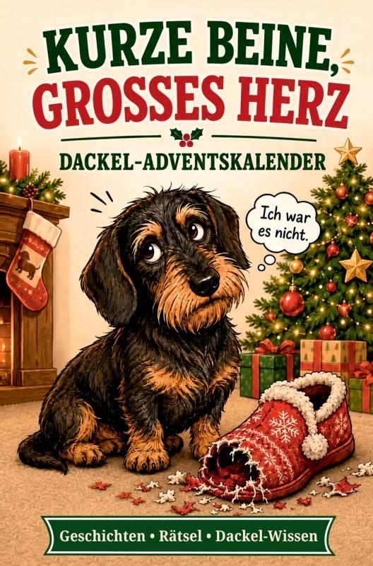 Kurze Beine, großes Herz: Der Dackel-Adventskalender ¿ 24 Tage voller Geschichten, Witze, Rätsel und Dackel-Wissen – Daniela Lindner – boek cover