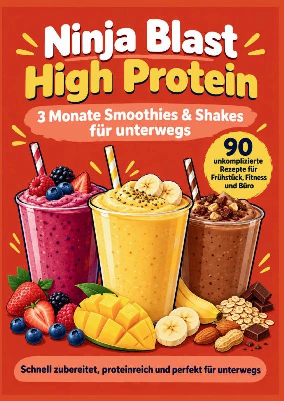 Ninja Blast High Protein ¿ 3 Monate Smoothies & Shakes für unterwegs 90 unkomplizierte Rezepte für Frühstück, Fitness und Büro – Adila Günther – boek cover