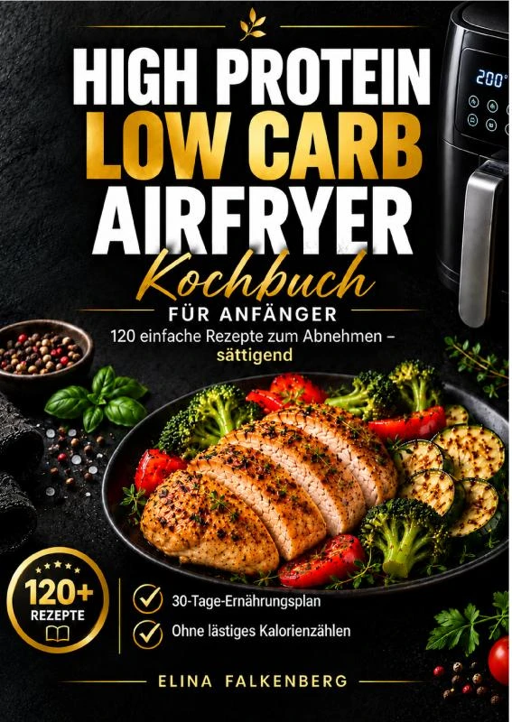 High Protein Low Carb Airfryer Kochbuch fur Anfanger – Elina Falkenberg – boek cover