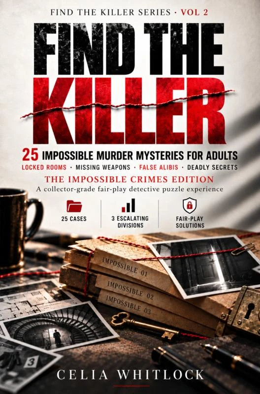 Find the Killer: 25 Impossible Murder Mysteries for Adults – Celia Whitlock – boek cover