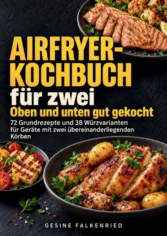 Airfryer-Kochbuch für zwei Oben und unten gut gekocht – Gesine Falkenried – boek cover
