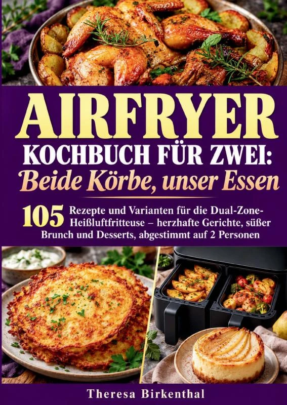 Airfryer-Kochbuch für zwei: Beide Körbe, unser Essen – Tanja Freitag – boek cover