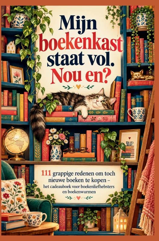 Mijn boekenkast staat vol. Nou en? 111 grappige redenen om toch nieuwe boeken te kopen – Mia Lindenblick – boek cover