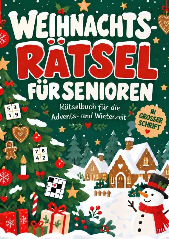 Weihnachtsrätsel für Senioren: Rätselbuch in großer Schrift mit festlichen Rätseln für die Advents- und Winterzeit – Blaukirsch Verlag – boek cover
