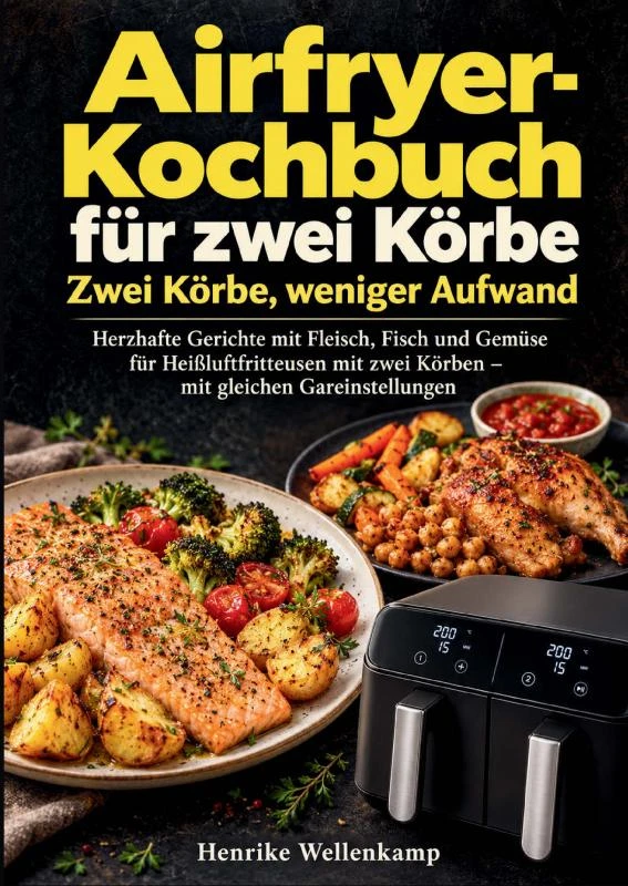 Airfryer-Kochbuch für zwei Körbe ¿ Zwei Körbe, weniger Aufwand – Henrike Wellenkamp – boek cover