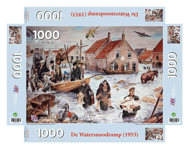 Puzzel De Watersnoodramp (1953) blauw – E de Bruijn – boek cover