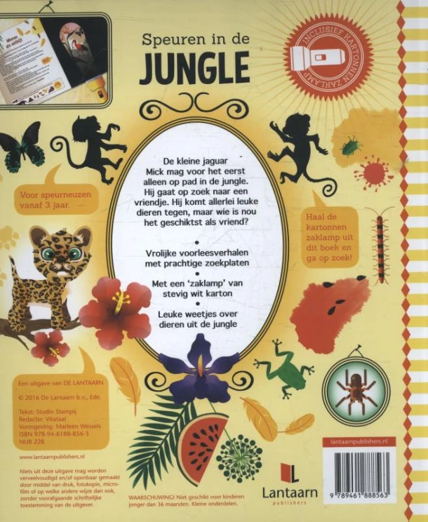 Speuren in de Jungle + kartonnen zaklamp – Studio Stampij – boek cover