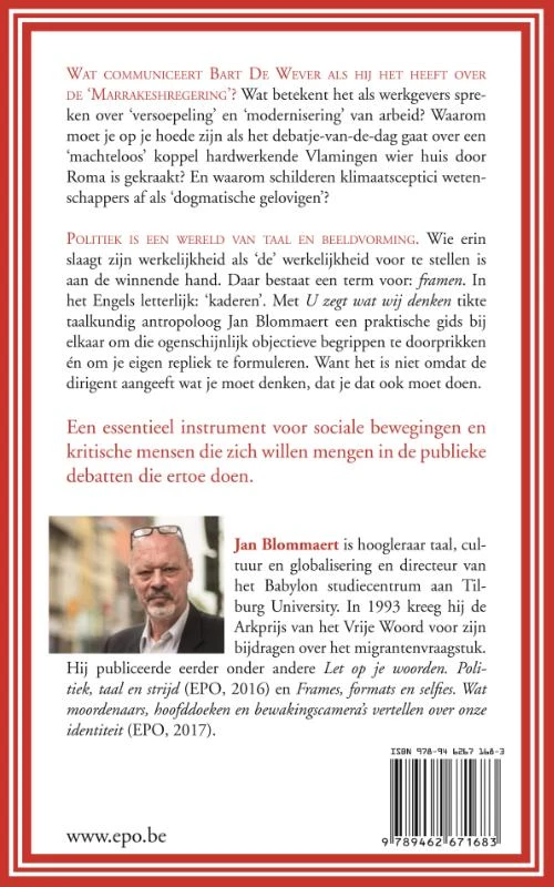 U zegt wat wij denken – Jan Blommaert – boek cover