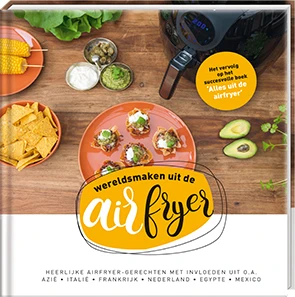 Wereld smaken uit de airfryer – Marielle Leenders – boek cover