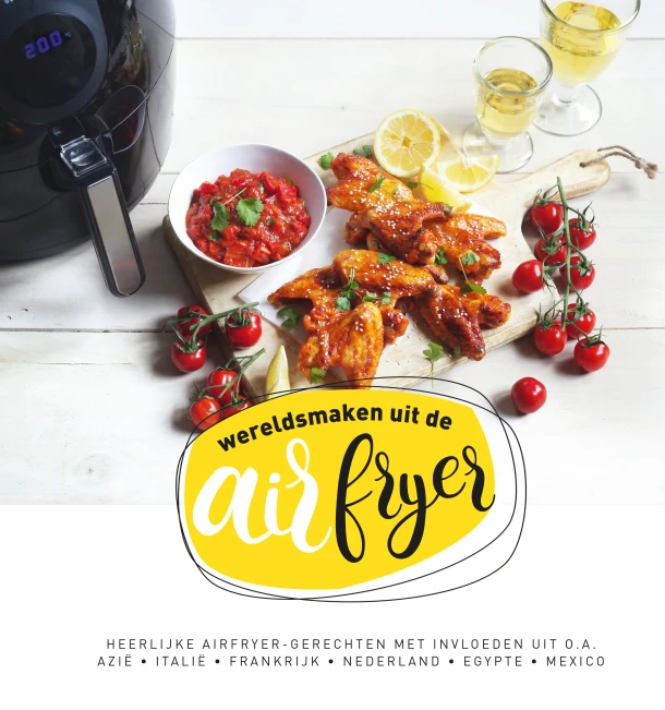 Wereld smaken uit de airfryer – Marielle Leenders – boek cover
