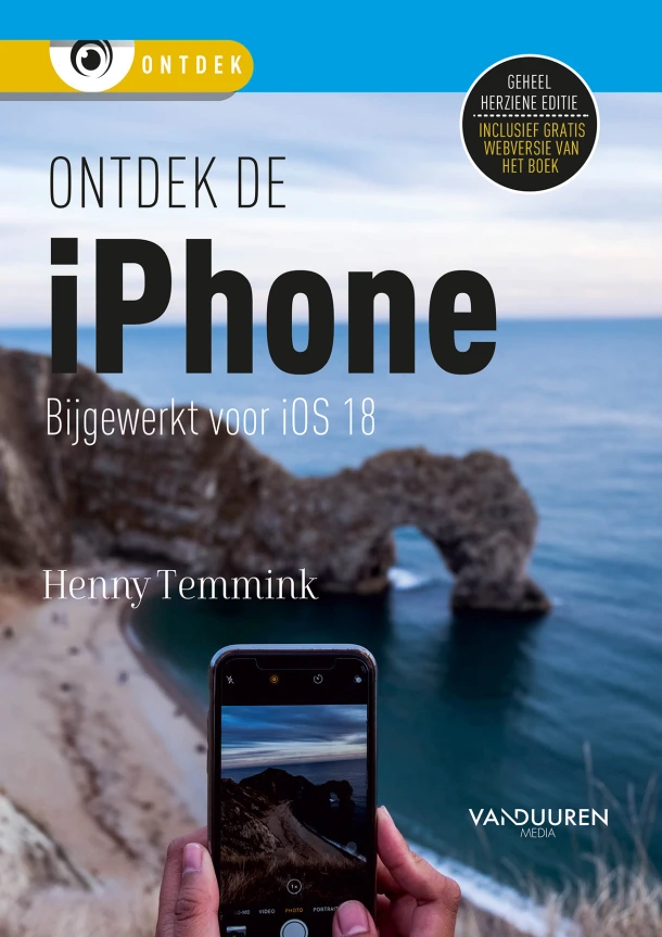 Ontdek de iPhone, bijgewerkt voor iOS 18 – Henny Temmink – boek cover