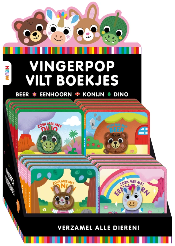 Display Kijk, voel & vind vingerpop viltboekjes 4 x 4 ex. – ImageBooks Factory – boek cover