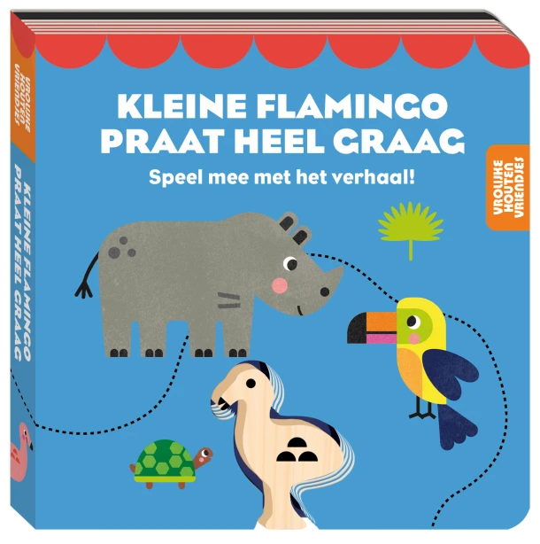 Vrolijke houten vriendje - Kleine flamingo praat heel graag – ImageBooks Factory – boek cover