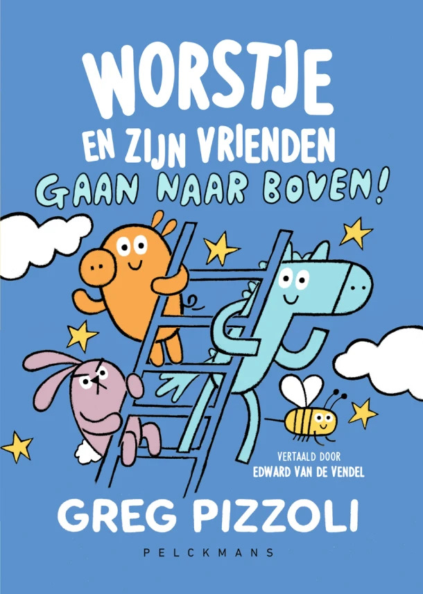Worstje en zijn vrienden gaan naar boven – Greg Pizzoli – boek cover