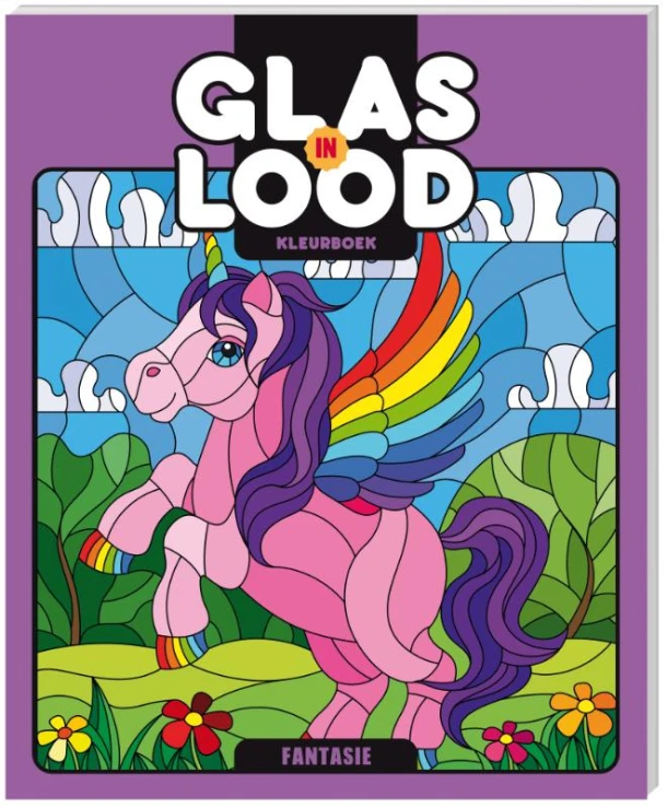 Glas-in-lood kleurboeken - Fantasie – Interstat – boek cover