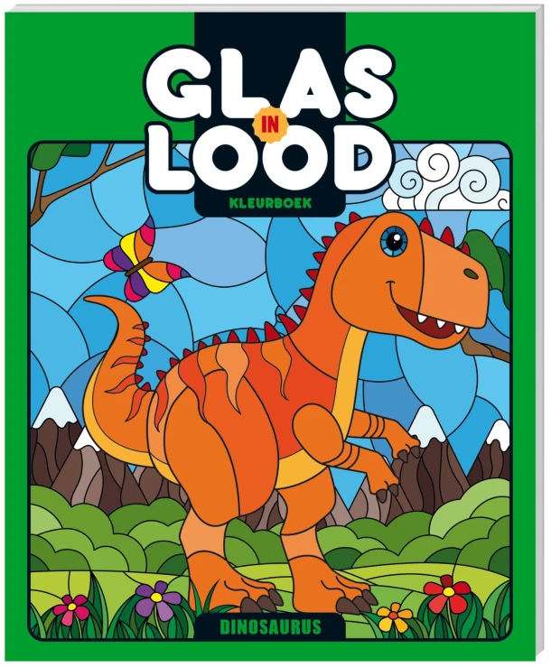 Kleurboek glas-In-Lood - Dinosaurus – Interstat – boek cover