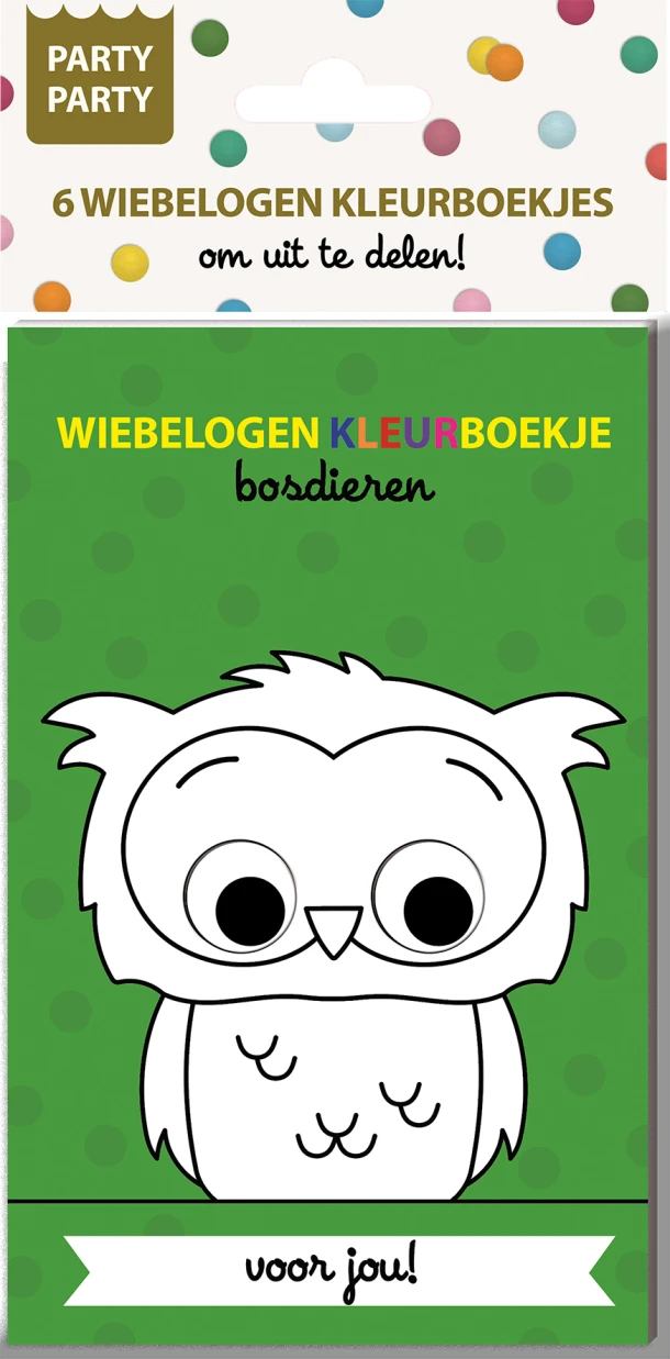 Party Party 6 Wiebelogen Kleurboekjes - Bosdieren – Interstat – boek cover