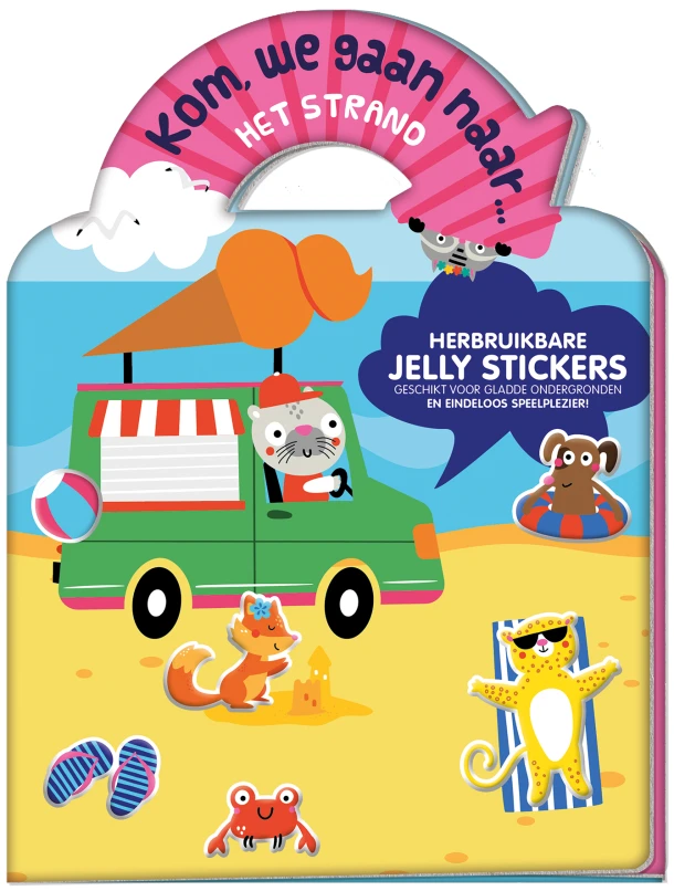 Jelly stickerboek - Kom, we gaan naar... Het strand – Interstat – boek cover