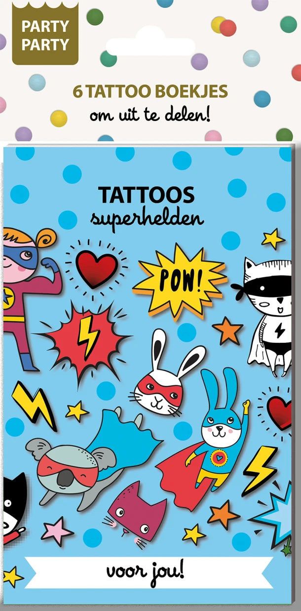 Party Party 6 Tattoo boekjes - Superhelden – Interstat – boek cover