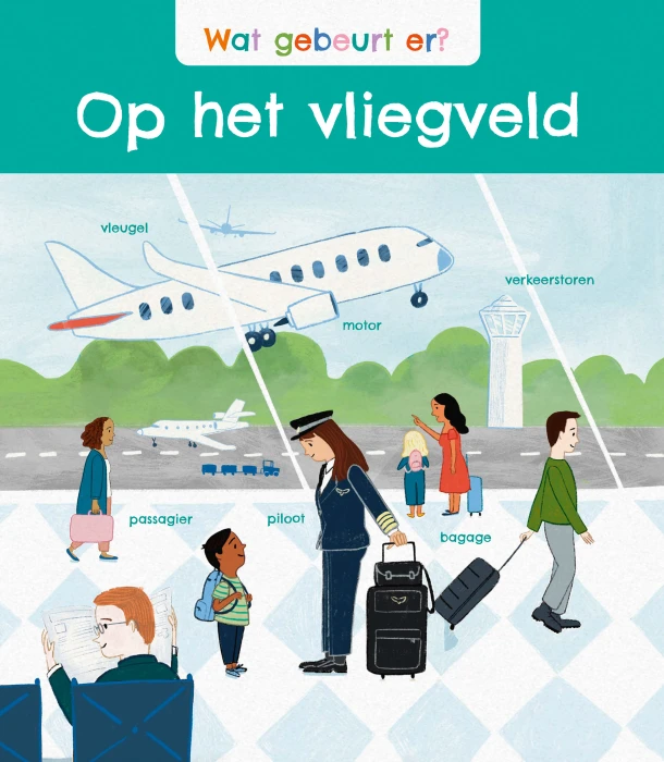 Wat gebeurt er? Op het vliegveld – Penny Worms – boek cover