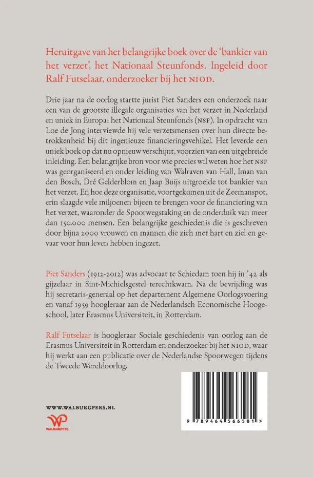 Het Nationaal Steunfonds en de financiering van het verzet 1941-1945 – Piet Sanders – boek cover