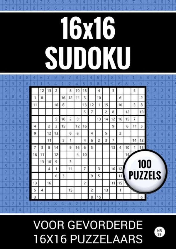 16x16 Sudoku - 100 Puzzels voor Gevorderde 16x16 Puzzelaars - Nr. 38 – Sudoku Puzzelboeken – boek cover