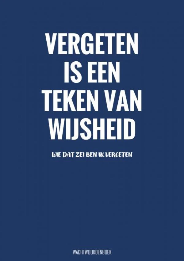 Vergeten Is een Teken van Wijsheid - Wachtwoordenboek – Originele Cadeaus – boek cover
