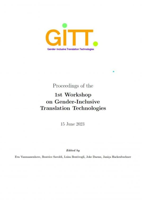Proceedings of the 1st Workshop on Gender-Inclusive Translation Technologies