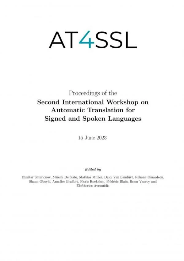 Proceedings of the Second International Workshop on Automatic Translation for Signed and Spoken Languages – Dimitar Shterionov – boek cover