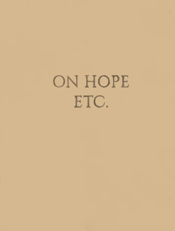 Elke Andreas Boon. On Hope Etc. – Dieter Roelstraete – boek cover
