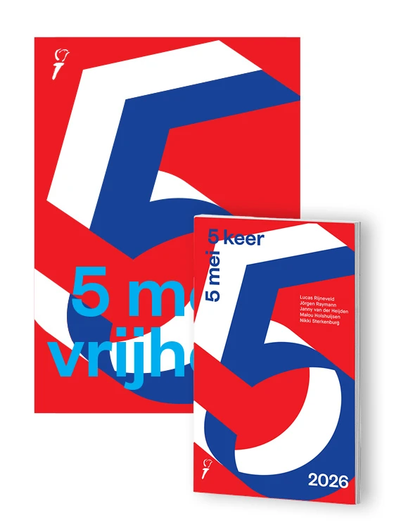 Los exemplaar boekje met poster '5 keer 5 mei 2026' – boek cover