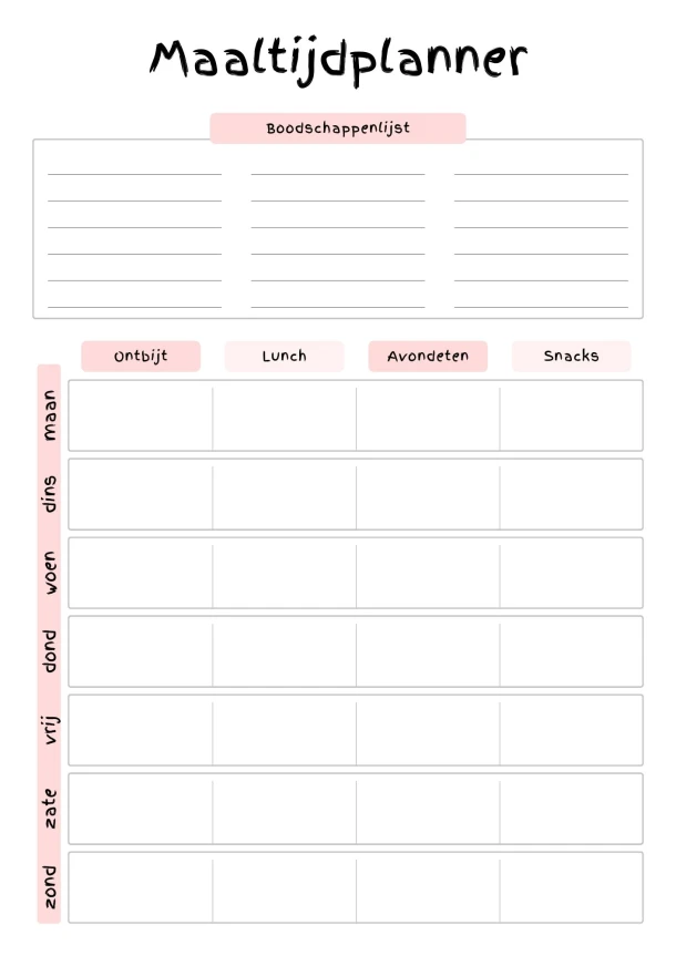 Maaltijdplanner – Andries B.V. – boek cover