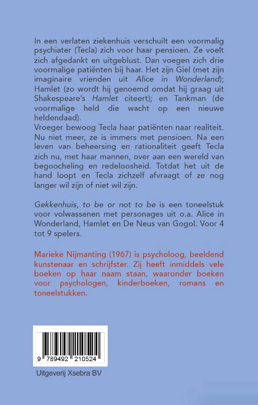 Gekkenhuis, to be or not to be – Marieke Nijmanting – boek cover